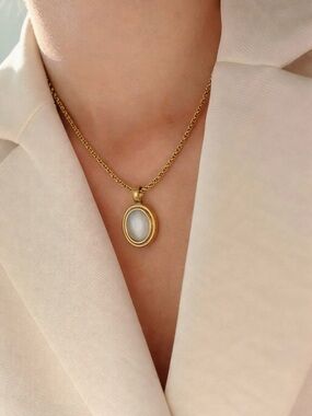 Vermeil Cat Eye Moonstone Necklace pendant necklace stainless steel